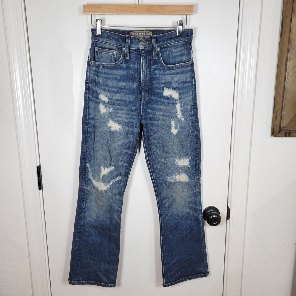 Point Sur Denim J.Crew Distressed High Rise Straight Crop Jeans Size 26